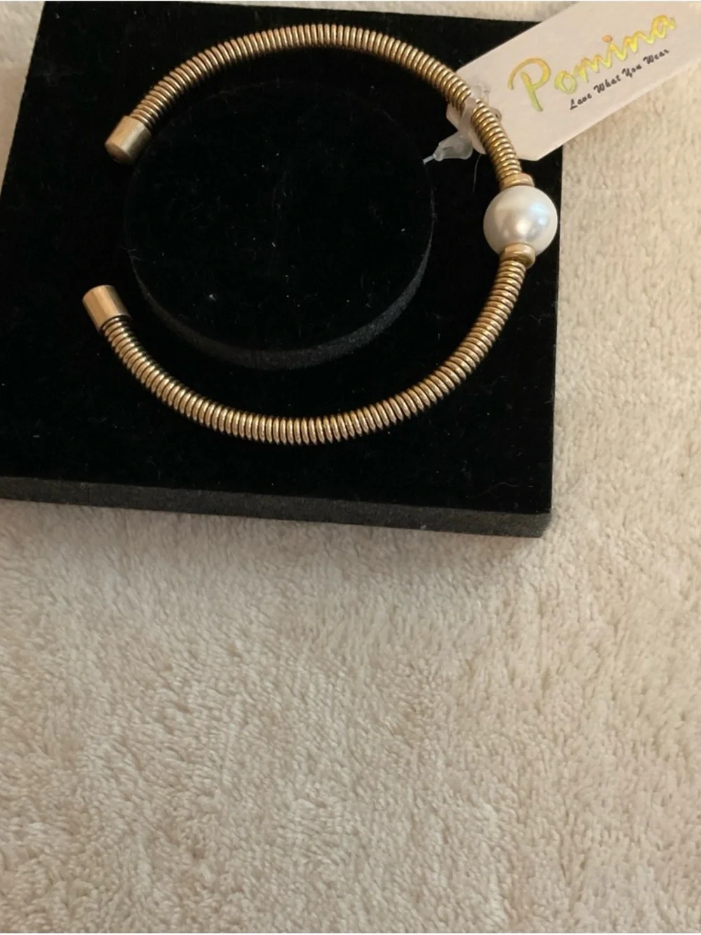 Pomina Gold-Tone Pearl Accent Coil Cuff Bracelet